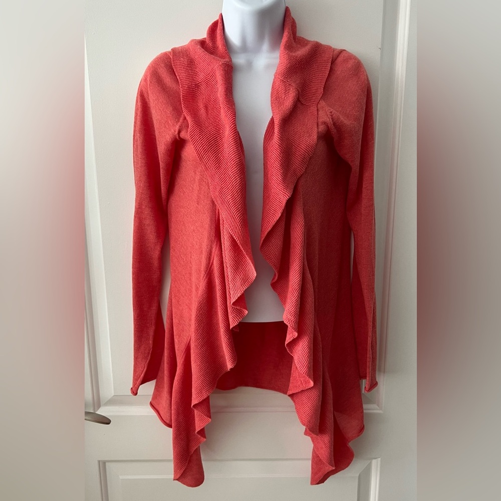 Coral Ruffled Cardigan